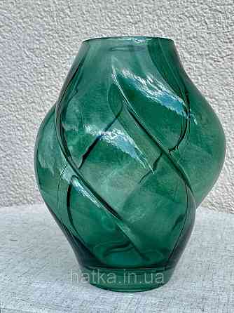 Ваза скляна 16*16*20 см "Джина" зелене товсте скло Київ