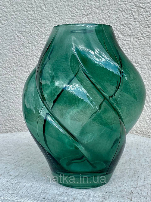 Ваза скляна 16*16*20 см "Джина" зелене товсте скло Київ - фото 4