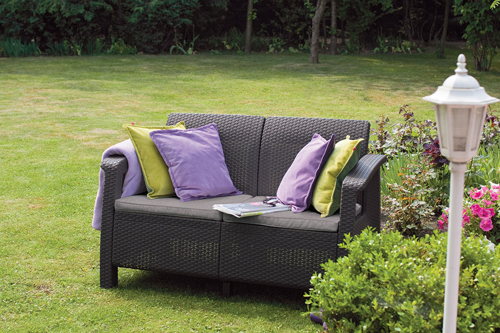 Диван пластиковий садовий Keter Corfu II Love seat, графіт Київ - фото 13