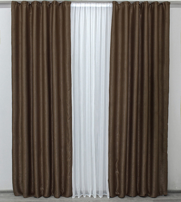 Комплект готових штор VR-Textil Софт № 094ш Темно-коричневий 150х270 см 2шт (30-016) Київ - фото 4