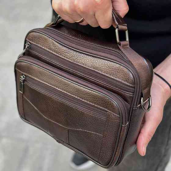 Мужская кожаная сумка барсетка 23х19х7, мессенджер через плечо с ручкою коричневая BEXHILL 61881B Киев