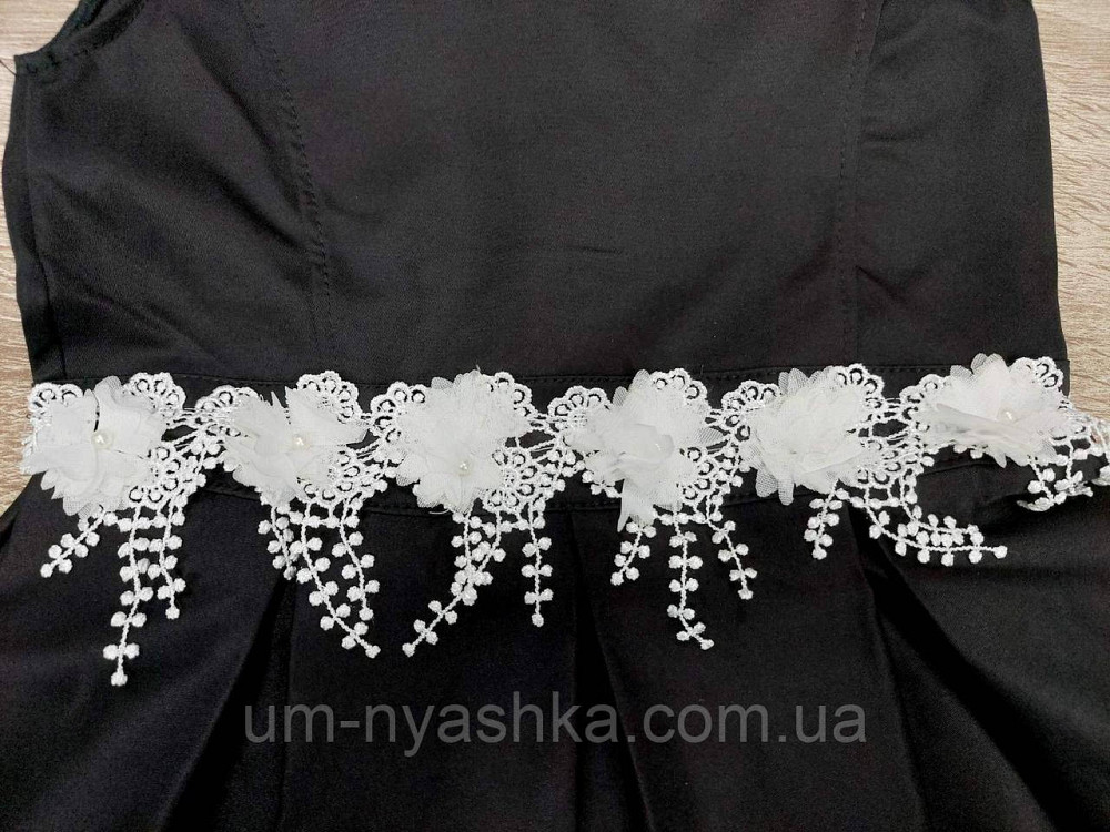 Красивый сарафан школьный черный с белым кружевом 134-140 Кривой Рог - изображение 3