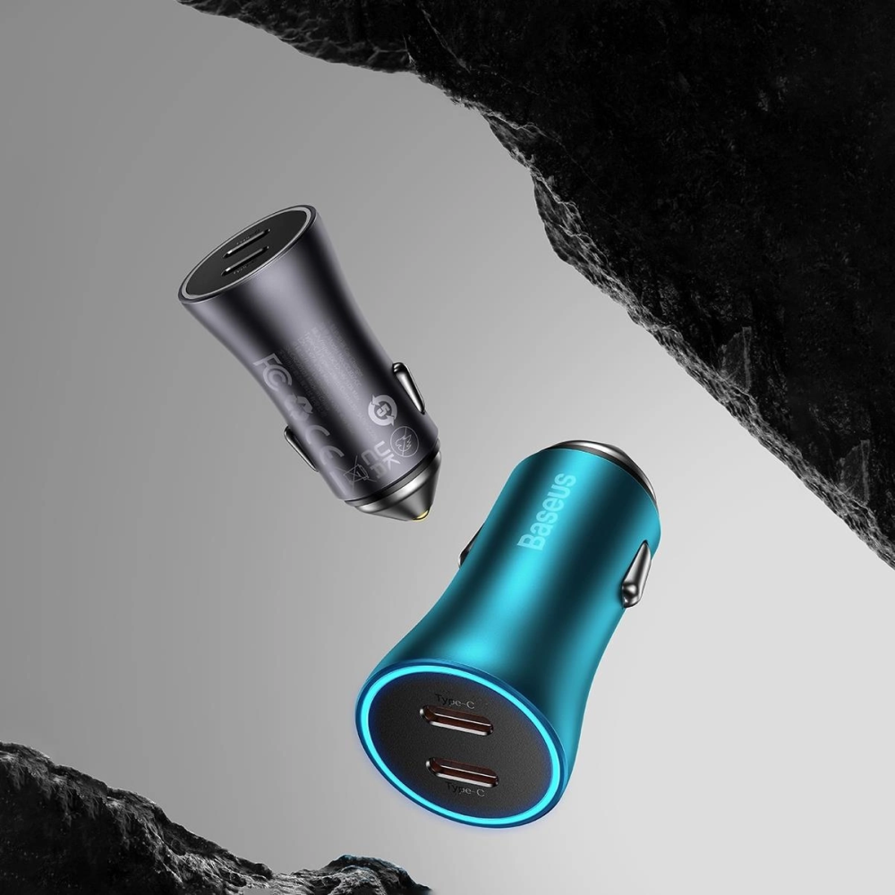 Автомобильное зарядное устройство Baseus Golden Contactor Pro Dual Fast Charger Car Charger C+C 40W Blue Одесса - изображение 7