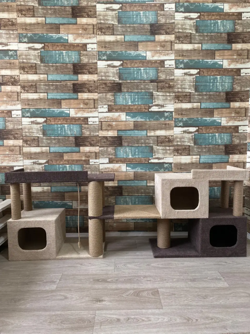 Мега большая когтеточка дряпка с тремя домиками и двумя лежанками 180×35×66 см для котов Киев - изображение 1