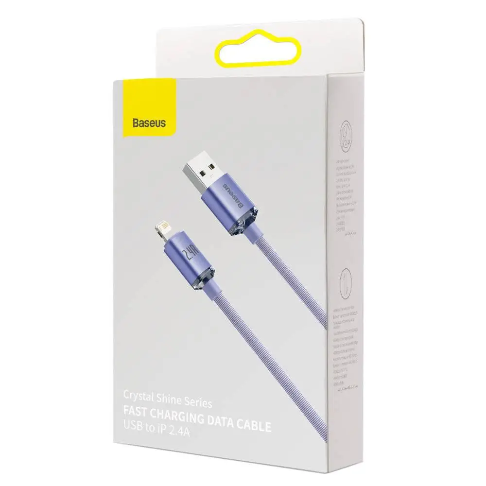 Кабель Baseus Crystal Shine Series Fast Charging Data Cable USB to iP 2.4A 1.2m Purple Киев - изображение 2