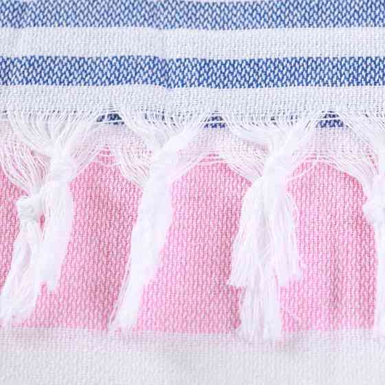Полотенце пештемаль Lovely Svi хлопковое, пляжное, хамам, spa - XХL 100x180 см Pink/Blue Stripes Киев