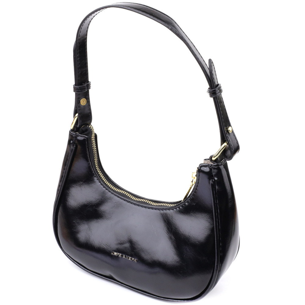 Лакова сумка на плече з екошкіри Vintage sale_15150 Чорний Київ - фото 1