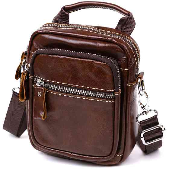 Невелика чоловіча сумка із натуральної шкіри Коричневий (Vintage) Київ