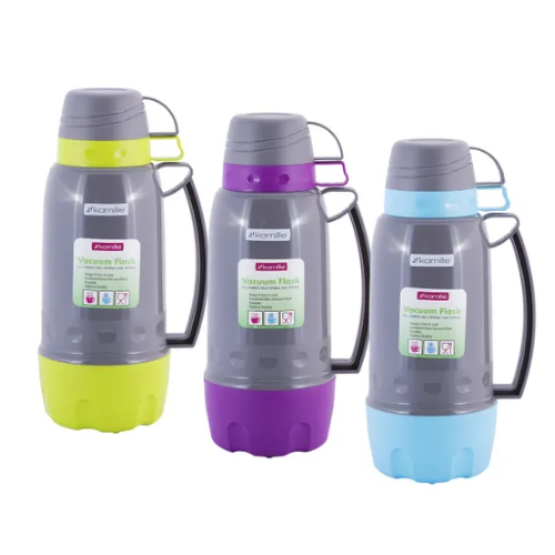 Термос 1,8л зі скляною колбою і 3 пластиковими чашками  KAMILLЕ 2081 Житомир