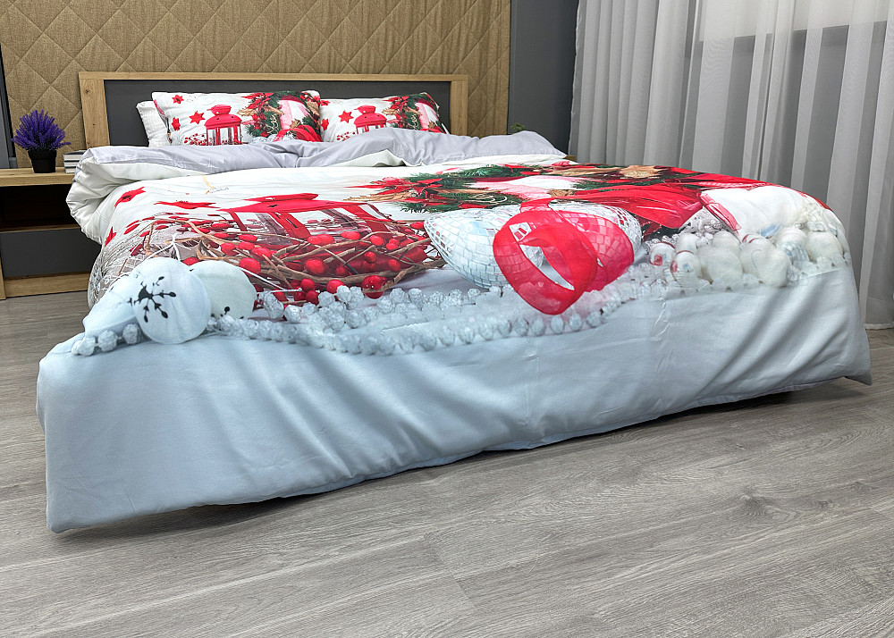 Комплект постельного белья Фланель, Евро 200х220 с Рождественским (Новогодним) принтом (88-200) Киев - изображение 4
