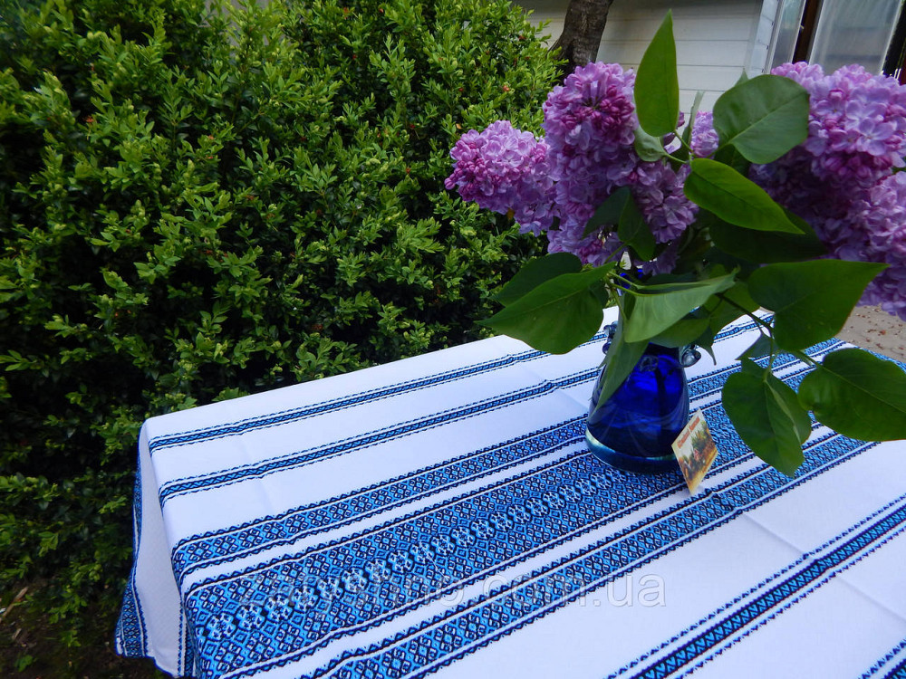 Скатерть синяя с вышивкой Киев - изображение 3