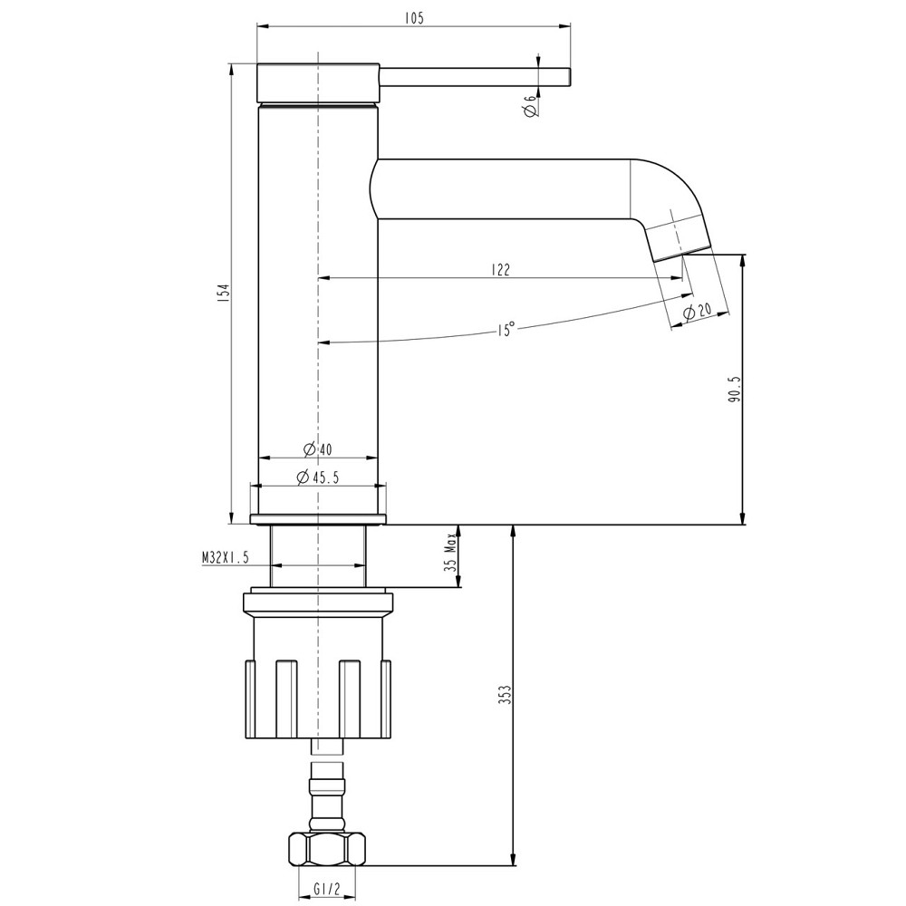 Змішувач для умивальника TOPAZ LOFT TLF 32201-H75-BL Київ - фото 7