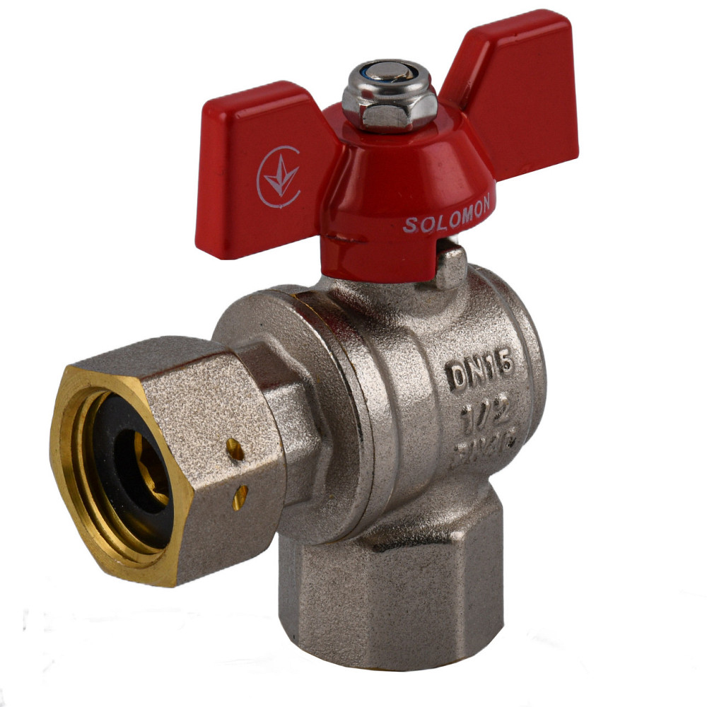 Кран кульовий кутовий з накидною гайкою SOLOMON 1/2″ ВВ PN40 (V3002-S) Київ - фото 2