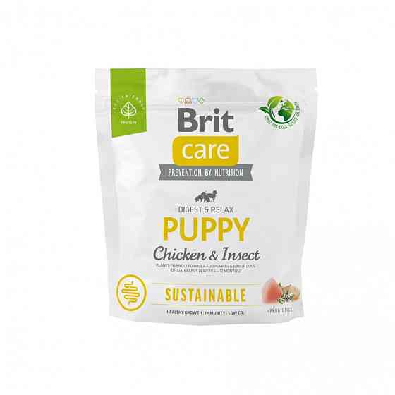 Сухой корм Brit Care Dog Sustainable Puppy для щенков, с курицей и насекомыми, 1 кг Винница