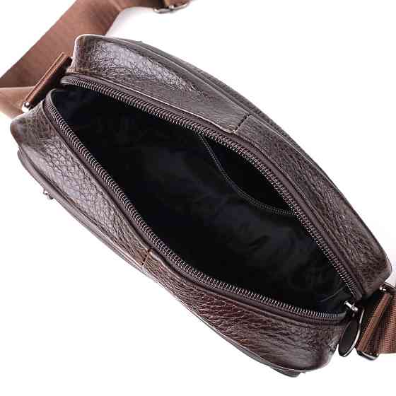 Горизонтальная удобная сумка с ручкой для мужчин из натуральной кожи Vintage 22940 Коричневый Киев