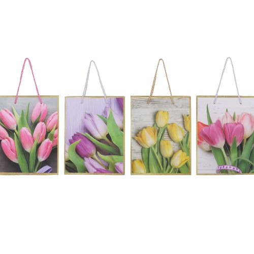 Подарунковий пакет 32см з принтом Тюльпани в гліттері, 4 дизайни Житомир - фото 1