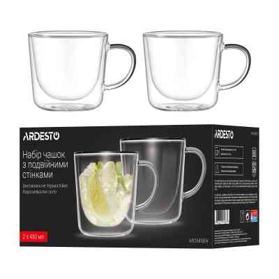 Набір чашок Ardesto BH 450 мл 2 шт прозорий (AR2645BH) Вінниця