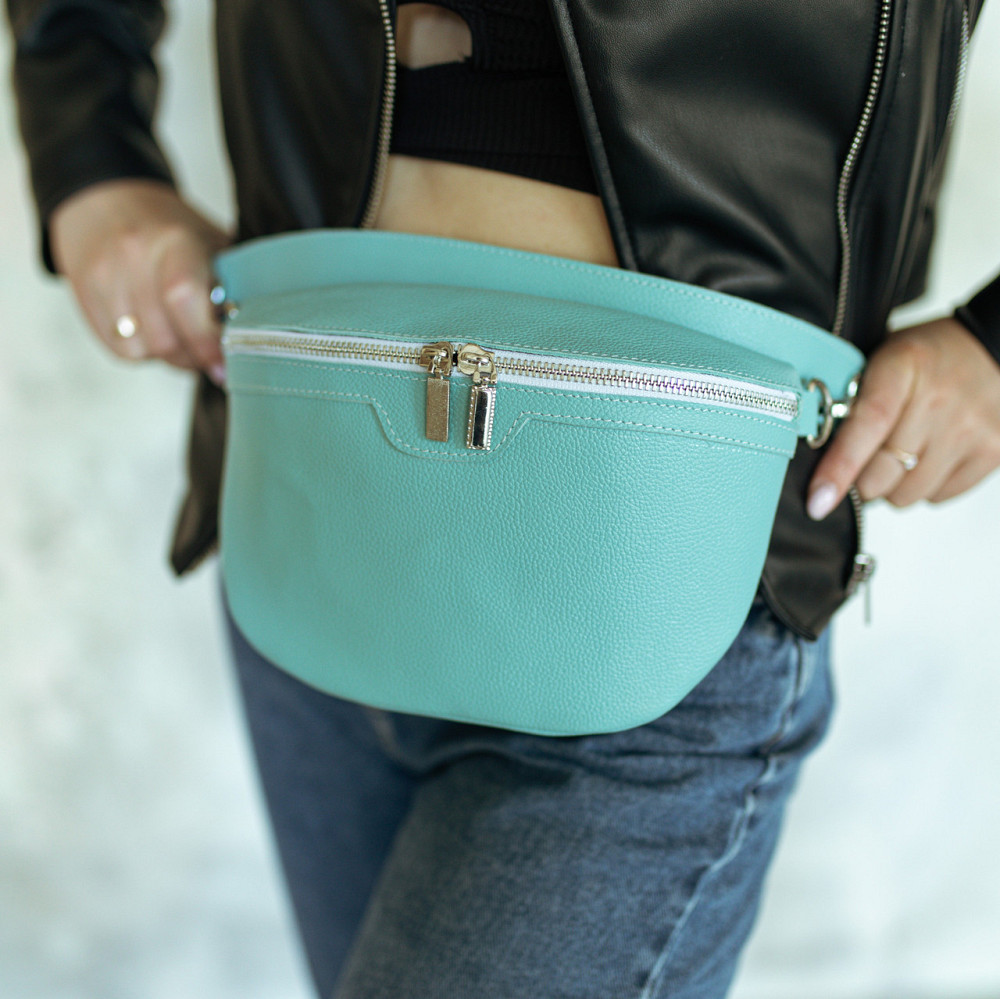 Женская кожаная бананка, сумка из натуральной кожи, Стильная и качественная женская сумочка бирюзаMasterSem Киев - изображение 4