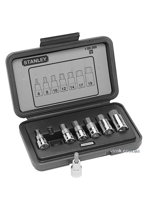 Набір головок торцевих STANLEY 1/2" з насадками 6-гранними М6-19 мм, 7 шт. Одеса - фото 1