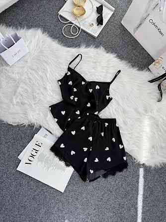 Женская базовая повседневная домашняя шелковая пижама с кружевом Одесса