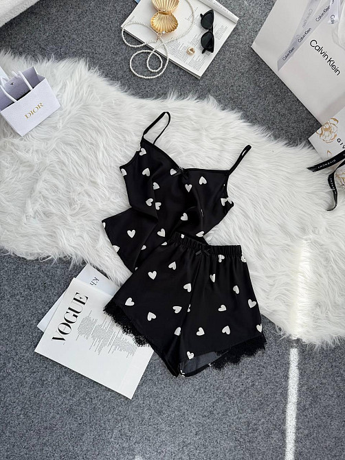 Жіноча базова повсякденна домашня шовкова піжама з мереживом Одеса - фото 3