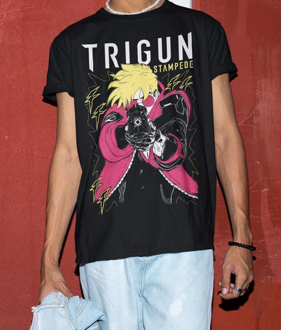 Футболка з аніме принтом Трігун Васх Стампеде Моон оверсайз (S/M/L) Чорний AnimeJ1125 Дніпро - фото 3