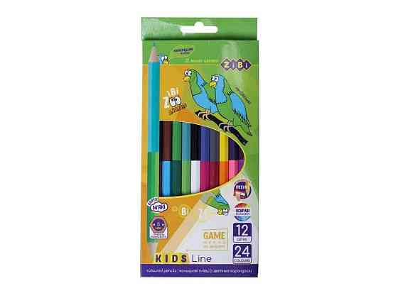 Олівці кольорові Double, 12 кольорів, KIDS Line ZB.2463 ТМ ZIBI Київ