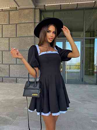 Женское приталенное платье с рюшами крепдайвинг Одесса