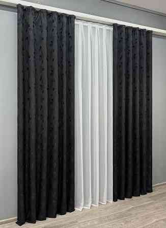 Комплект готових штор VR-Textil Жакард № 980ш Чорний 150х290 см 2 шт (30-780) Київ