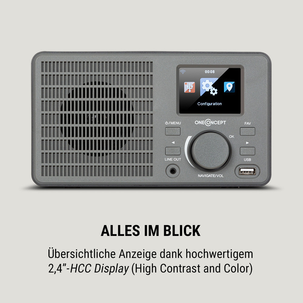 Інтернет-радіо TuneUp 5 Вт WLAN USB Дисплей HCC Лінійний вихід темно-сірий Темно-сірий (Німеччина, читати Рівне - фото 3