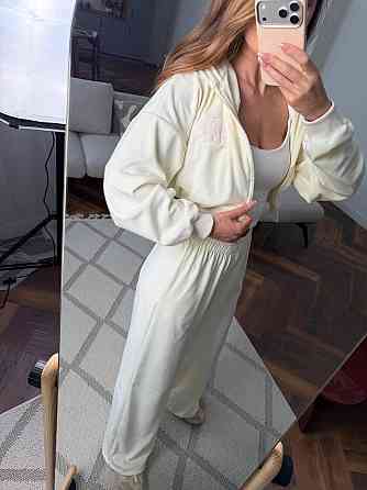 Жіночий велюровий костюм на блискавці Кремовий, 48/52 Харків