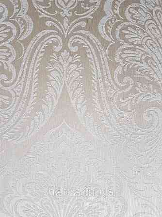 Шпалери текстильні еко 0.53х10.05 Rasch Textil Valentina класика вензелі дамаски біло бежеві на жовто бежевому Київ