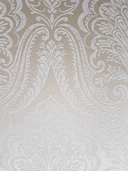 Шпалери текстильні еко 0.53х10.05 Rasch Textil Valentina класика вензелі дамаски біло бежеві на жовто бежевому Київ - фото 1
