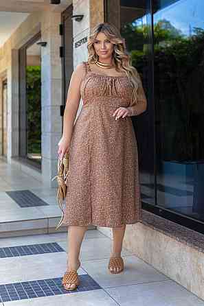 Літня жіноча сукня міді "Bella" | Батал Капучіно, 54-56 Київ