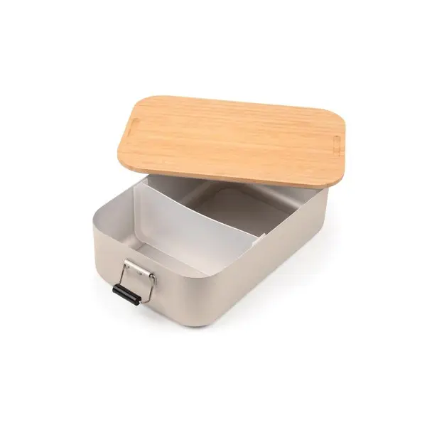 Ланчбокс із засувкою Troika бамбукова кришка алюміній XL Сірий Вінниця - фото 1