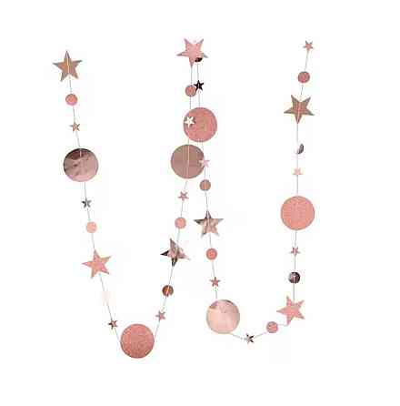 Гирлянда звездочки и кружки на нитке 4 м розовое золото Киев