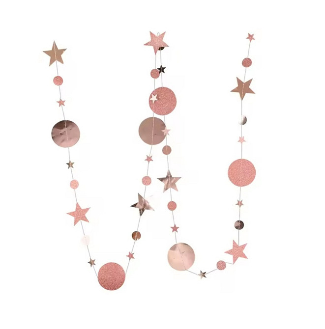 Гирлянда звездочки и кружки на нитке 4 м розовое золото Киев - изображение 2