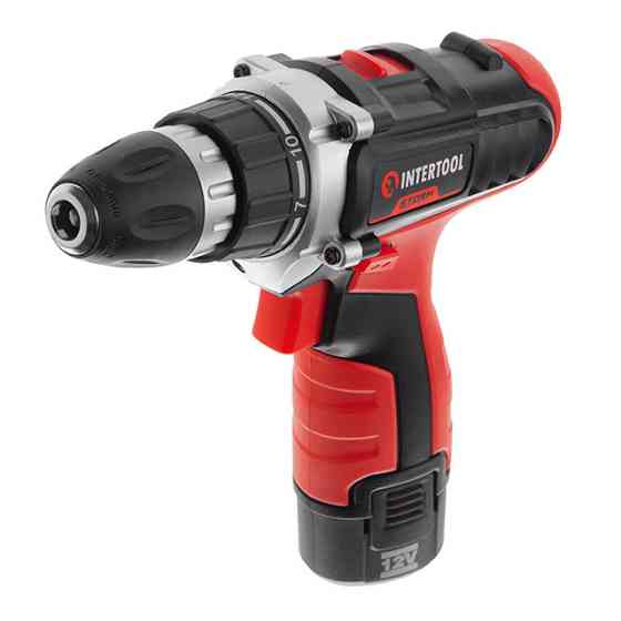 Дриль-шурупокрут акумуляторний, Li-Ion, 12 В, 18 Nm, 0-400/0-1500 об/хв, 1,5 Аг, 2 акумулятора, 2 швидкості INTERTOOL WT-0321 Киев