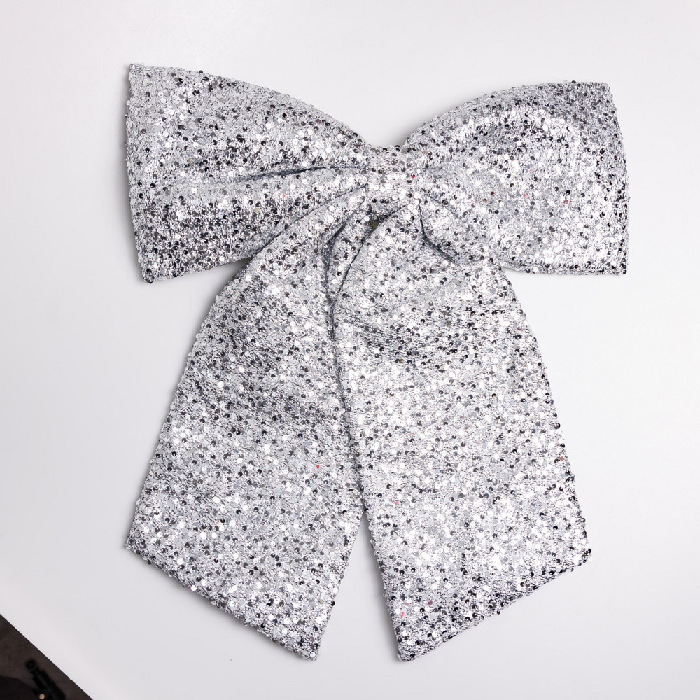 Yiwu Бант новорічний для декору з паєтками на ялинку 55×70 (см) Сріблястий CR-2-25 Коломия - фото 1