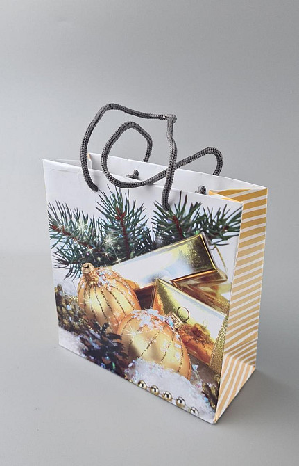 Новогодние, бумажные ,подарочные  пакеты с ручкой Чашка 16/16/8-029 (12 шт) Харьков - изображение 3