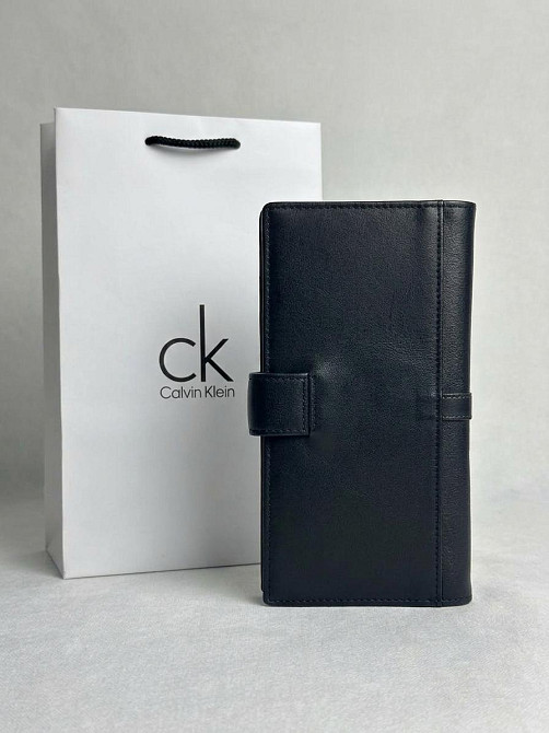 Чоловічий довгий шкіряний гаманець на кнопці Calvin Klein (1342) Київ - фото 6