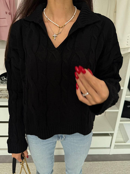 Женский теплый базовый свитер с воротником поло 50% коттон / 50% акрил Одесса - изображение 2