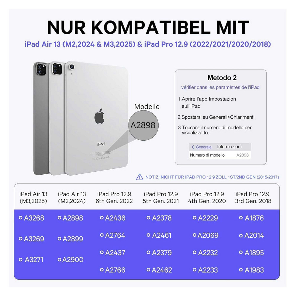 Чохол-клавіатура Earto для iPad Air 13 / iPad Pro 12.9 Чорний QWERTZ 3-зонне підсвічування 7 кольорів та тачпад Київ - фото 8