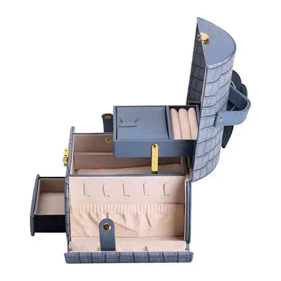 Yiwu Скринька для прикрас з еко шкіри 3 яруси із замком органайзер для ювелірних виробів HP-5-2 Коломыя