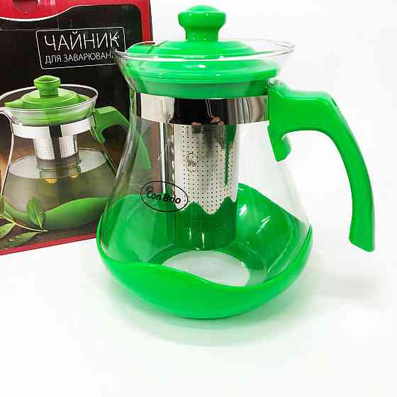 Скляний заварник Con Brio Green CB-6215 1,5 л, Заварники для чаю та кави, Чайник OY-404 самовар скляний Київ