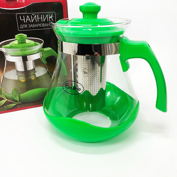 Скляний заварник Con Brio Green CB-6215 1,5 л, Заварники для чаю та кави, Чайник OY-404 самовар скляний Київ - фото 5