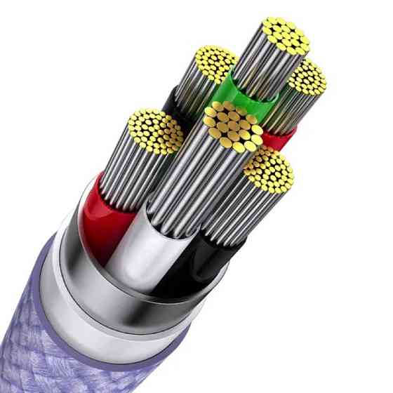 Кабель Baseus Flash Series Ⅱ One-for-three Fast Charging Data Cable USB to M+L+C 66W 1.2m Purple Київ