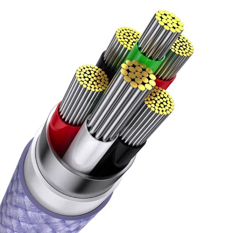 Кабель Baseus Flash Series Ⅱ One-for-three Fast Charging Data Cable USB to M+L+C 66W 1.2m Purple Киев - изображение 4