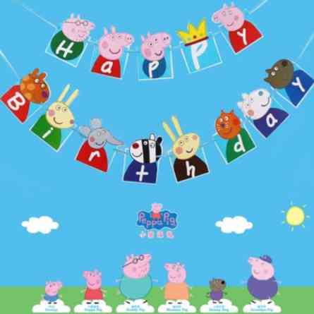 Гирлянда свинка Пеппа Happy Birthday one size разноцветный Киев