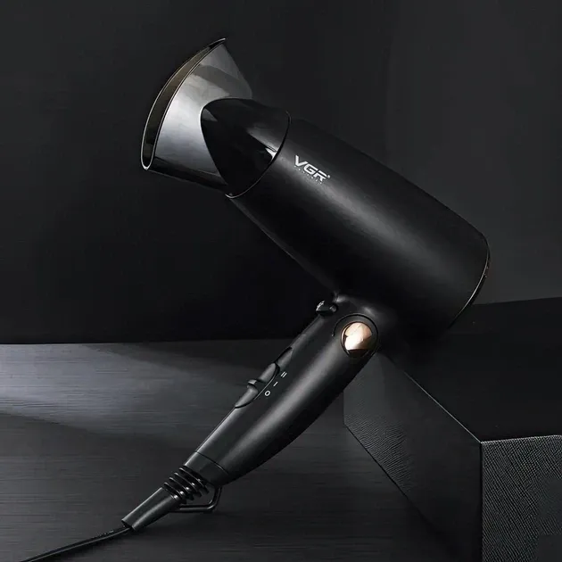Потужний фен VGR V-439: 1600 Вт, складана ручка, 1 насадка, 2 швидкості – для дому та подорожей Одеса - фото 3